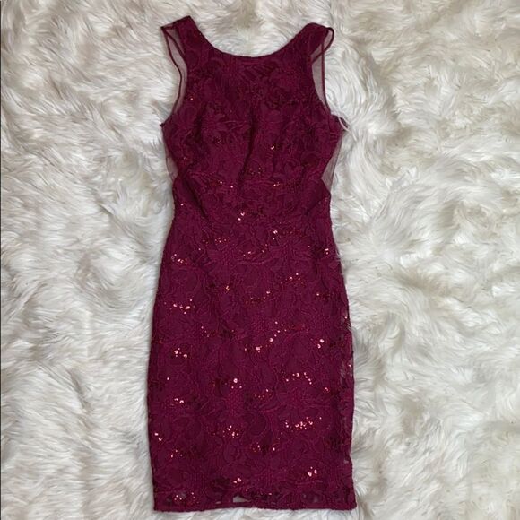 Hailey Logan by Adrianna Papell burgundy cocktail homecoming dress XS - Picture 2 of 6